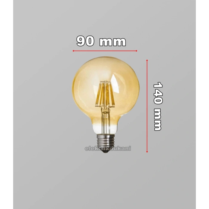 GECEM G95 AMBER 6w E-27 Fılament Rustik Led Ampul 2700K (BALON) 660lm
