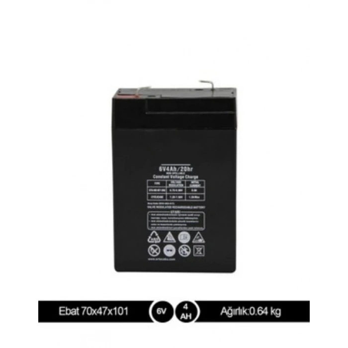 GENEL 6v 4A Kuru Bakımsız Akü Işıldak ve Fener - Terazi Aküsü