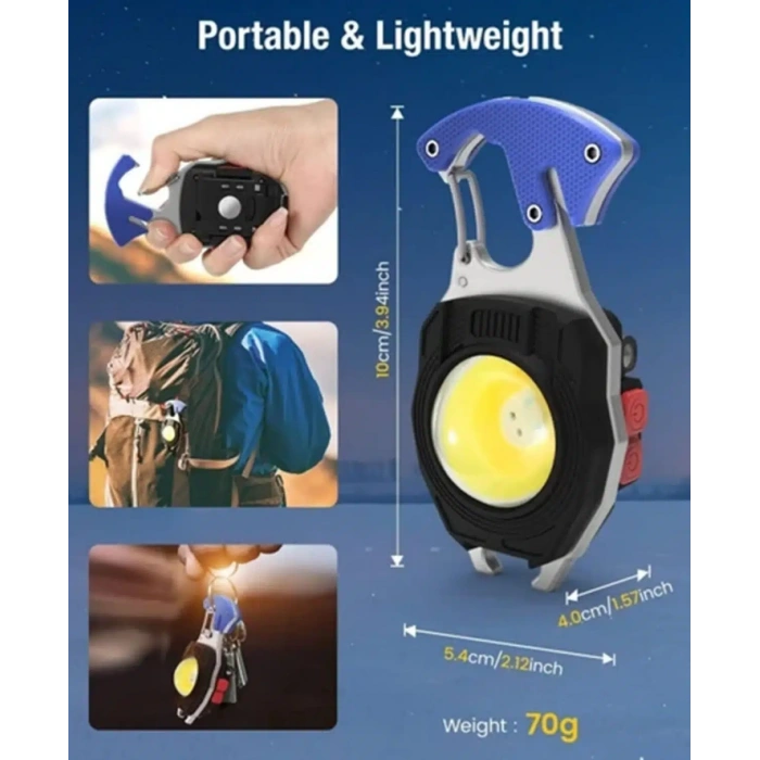 POWERDEX 10w Şarjlı Cob Ledli TYPE-C Şarjlı Çakmaklı Anahtarlık Kamp Feneri