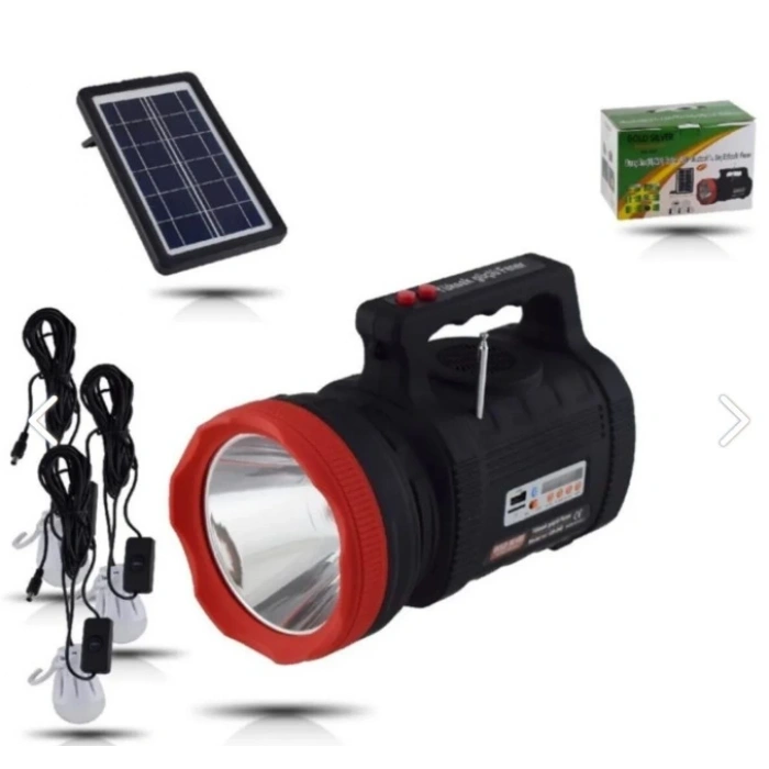 GOLD SILVER 20W Güneş Enerjili Ana Kasa +3 Ampul Fm Radyo Bluetooth ve USB Solar Şarjlı
