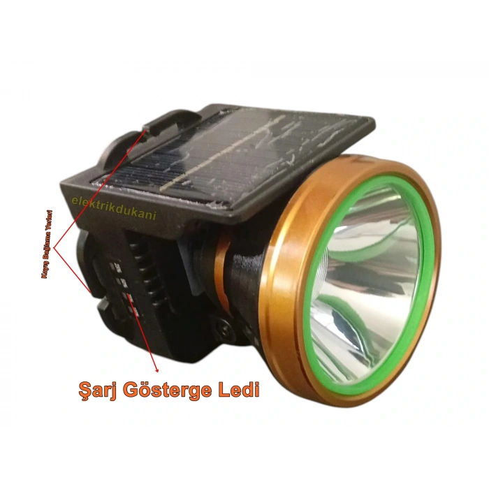 GOLD SILVER Solar Panelli Güneş Enerjili 60 Watt TYP-C Şarjlı Kafa Lambası IP20