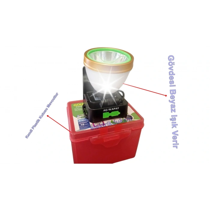 GOLD SILVER Solar Panelli Güneş Enerjili 60 Watt TYP-C Şarjlı Kafa Lambası + Ortam Aydınlatma IP20