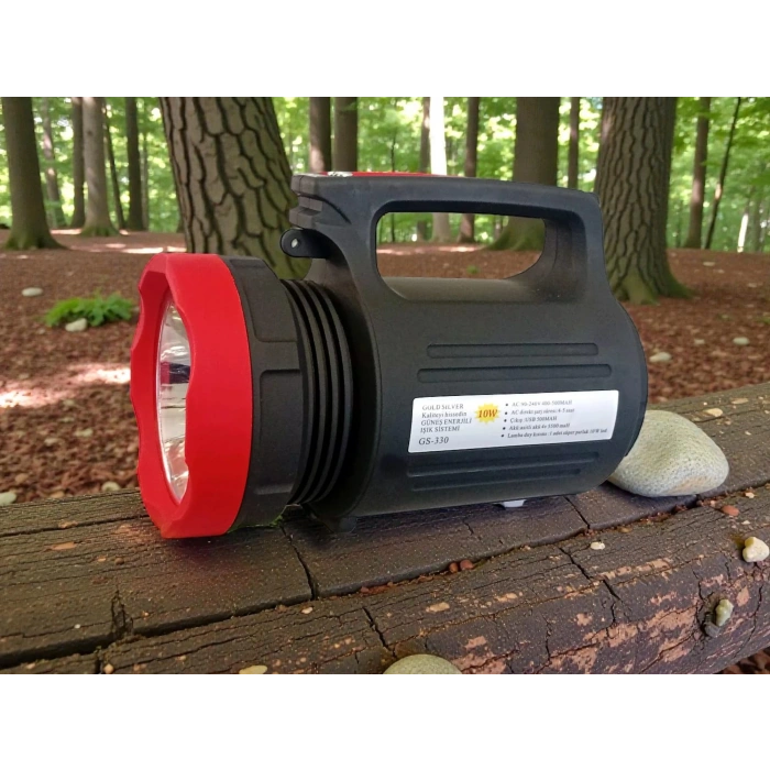 GOLD SILVER Solar Şarjlı 6V 3.5Ah Ledli El Feneri Lamba Seti Güneş Enerji Panelli 2 Ampullü USB Şarj Kablo