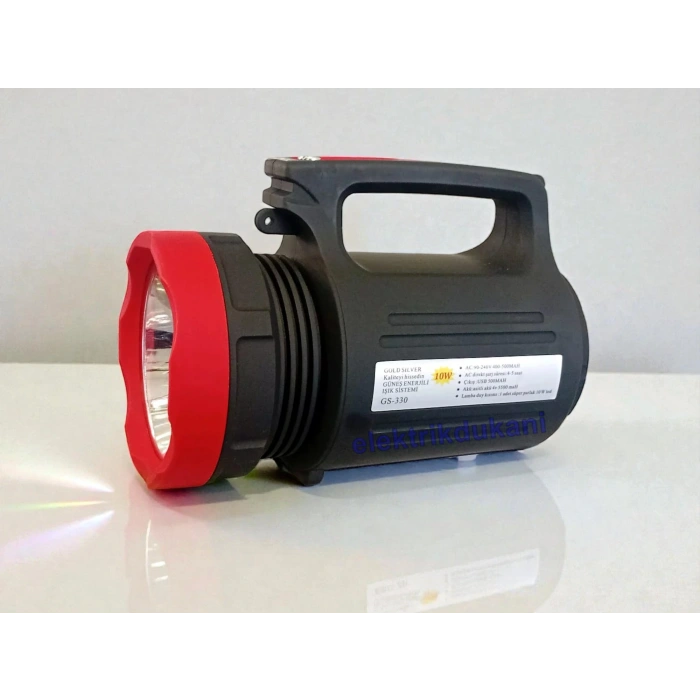 GOLD SILVER Solar Şarjlı 6V 3.5Ah Ledli El Feneri Lamba Seti Güneş Enerji Panelli 2 Ampullü USB Şarj Kablo