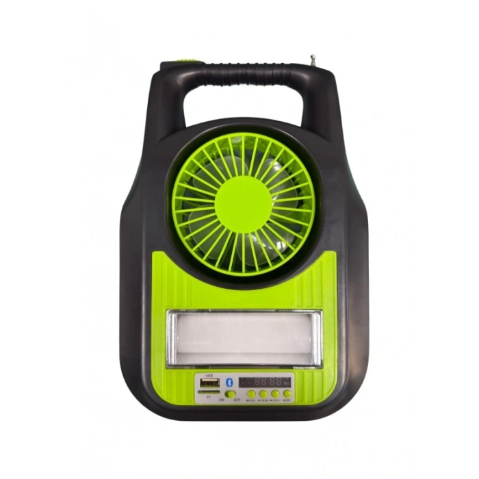 GOLD SILVER Solar Şarjlı 6v 4.5Ah Ledli El Feneri Lamba Seti Güneş Enerji Panelli Fanlı 3 Ampullü Radyo + Bluetooth + USB + Mp3 + Vantilatör