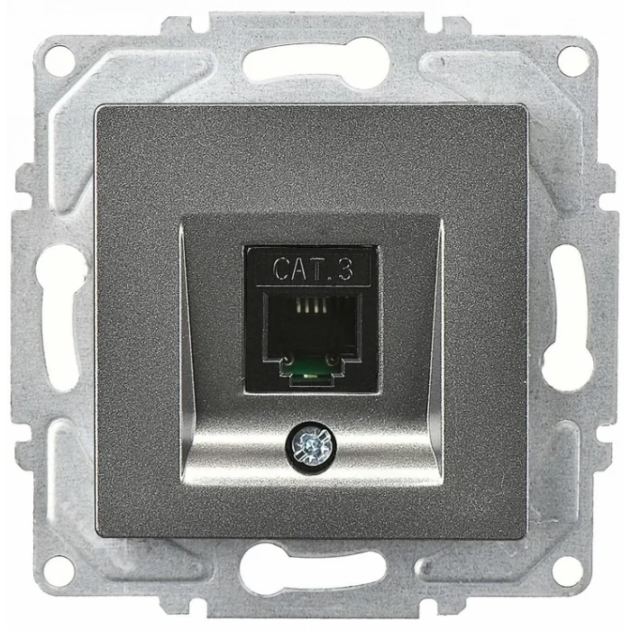 GÜNSAN Eqona Metalik FÜME CAT3 Nümeris Telefon Prizi Düğme+Mekanizma