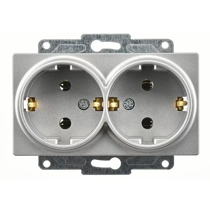 GÜNSAN EQONA GÜMÜŞ İKİLİ TOPRAKLI PRİZ DÜĞME MEKANİZMA SIVAALTI