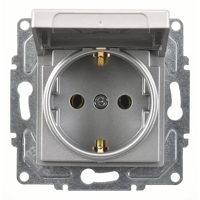 GÜNSAN EQONA GÜMÜŞ KAPAKLI TOPRAKLI PRİZ MEKANİZMA