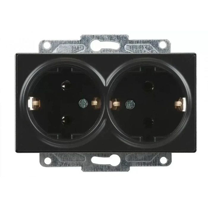 GÜNSAN EQONA SİYAH İKİLİ TOPRAKLI PRİZ DÜĞME MEKANİZMA SIVAALTI