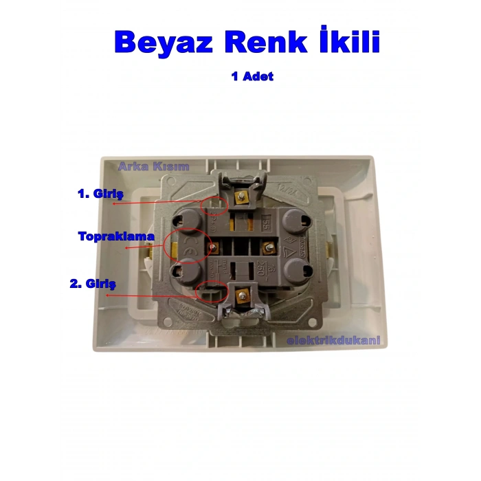 GÜNSAN Visage BEYAZ Sıva Altı İkili Topraklı Priz (ÇERÇEVELİ)