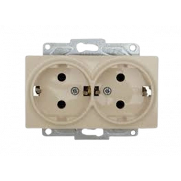 GÜNSAN VİSAGE KREM SIVA ALTI İKİLİ ÇERÇEVESİZ TOPRAKLI PRİZ