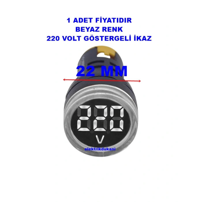 GWEST 24v-550v Voltmetreli BEYAZ (şeffaf) Sinyal Lambası 220v Göstergeli 22mm