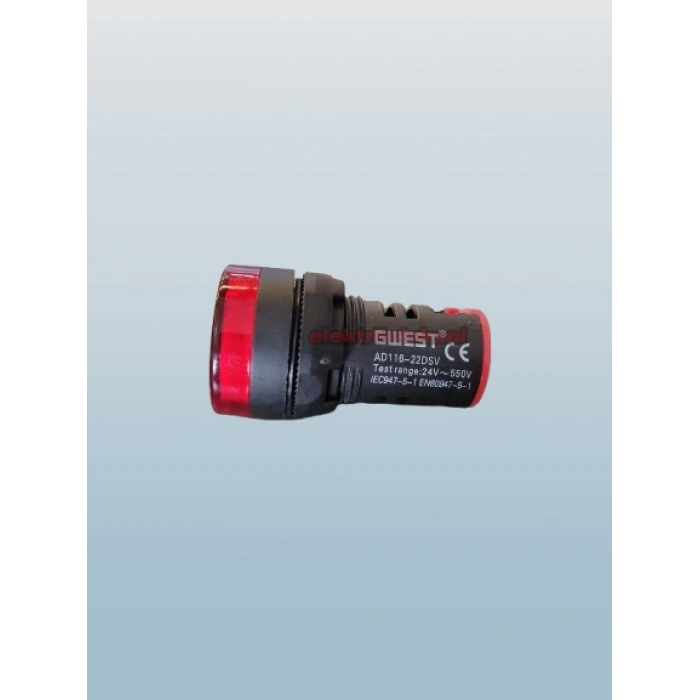 GWEST 24v-550v Voltmetreli KIRMIZI Sinyal Lambası 220v Göstergeli 22mm