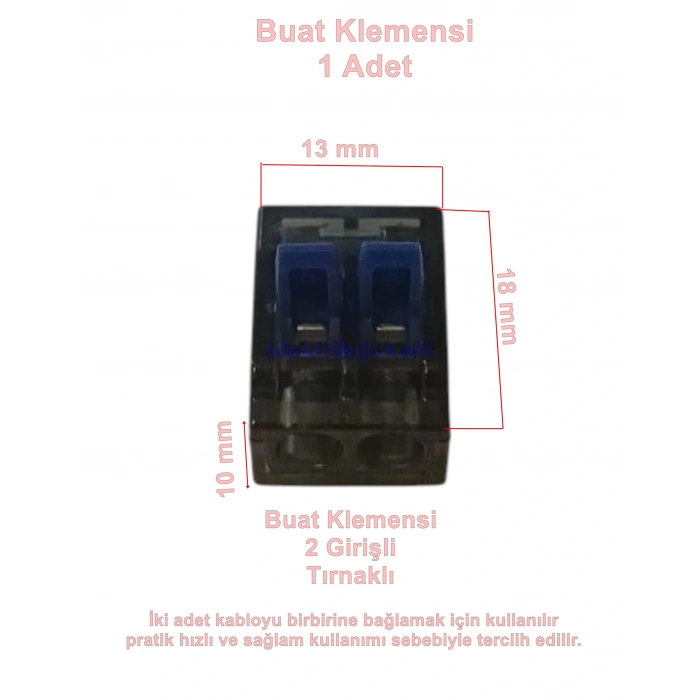 GWEST 2li Mandallı Tırnaklı Buat Klemensi 0.14-2.5mm Arası (İkili Buat Klemensi)