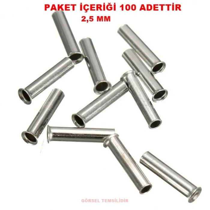 GWEST İzolesiz Kablo Yüksüğü 2,5mm e 12mm  (100 Li Pk.)