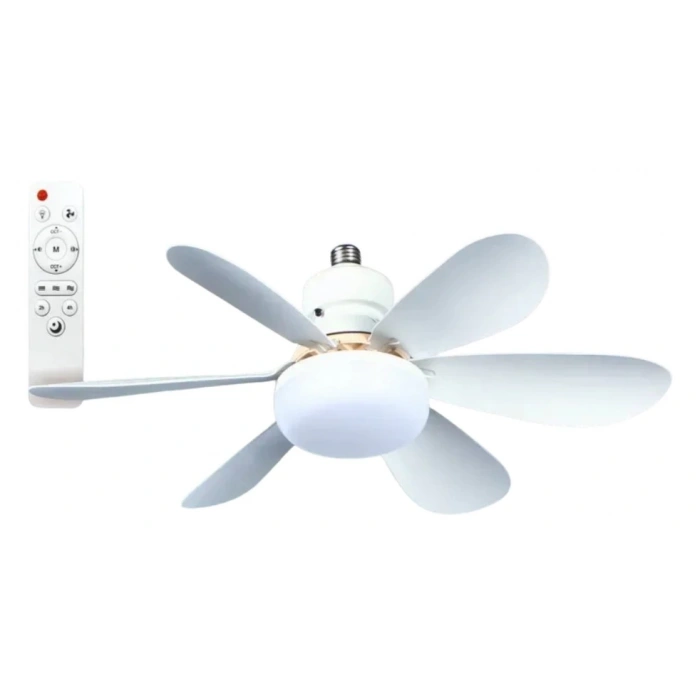 HELIOS Tavan Vantilatörü 36w Beyaz / Günışığı Ledli E-27 Duy a Takılabilen 5 Kanatlı Kumandalı Vantilatör 80-265v