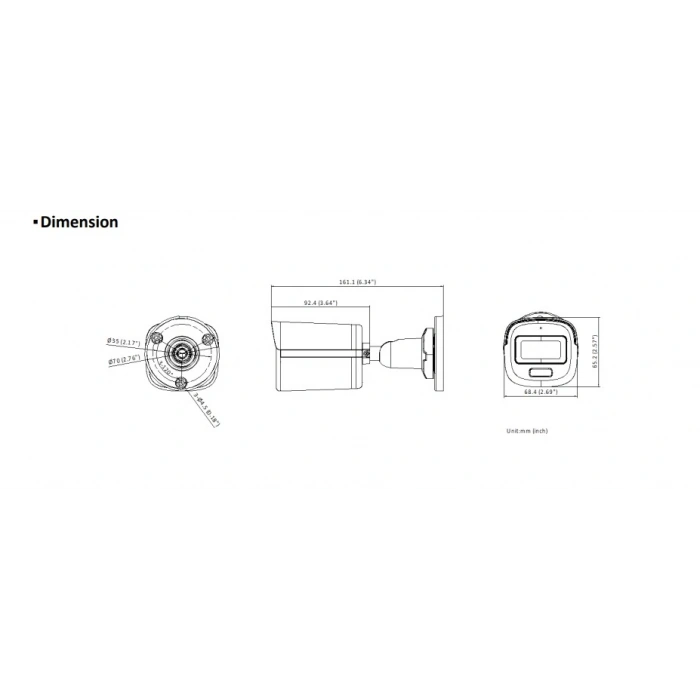 HIKVISION 3.6mm 2MP HD Mikrofonlu Gece Görüşlü Renkli Colorvu Bullet Kamera (İç ve Dış Mekana Uyumlu Ses Kayıtlı Dar Açı) IP67 1080P