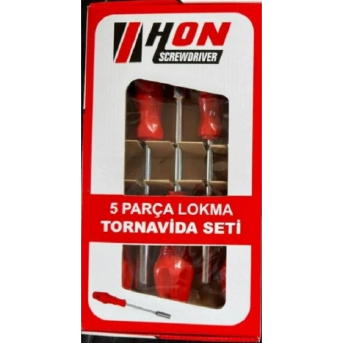 HON-RMS 5li Kırmızı Lokma Tornavida Seti  6mm 7mm  8mm  10mm  13mm