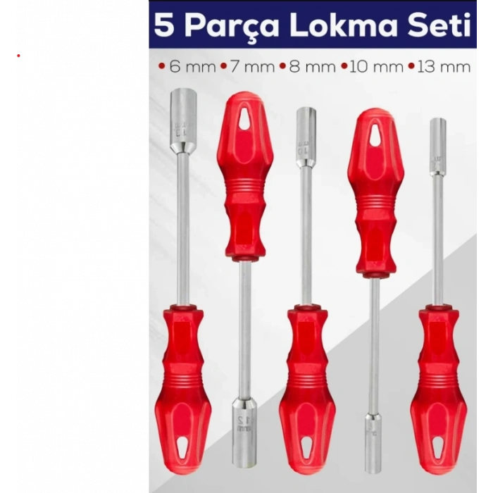 HON-RMS 5li Kırmızı Lokma Tornavida Seti  6mm 7mm  8mm  10mm  13mm