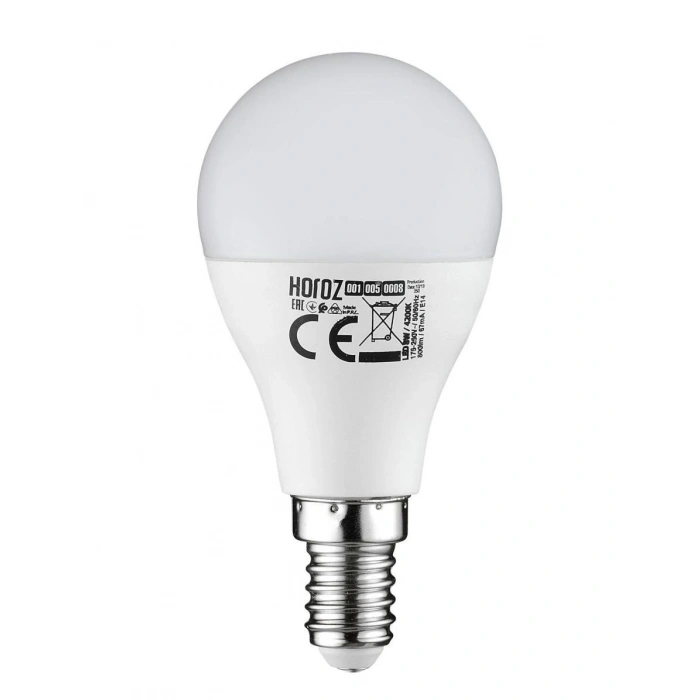 HOROZ ELITE-8 İnce Duy E-14 8w Top Led Ampul BEYAZ 6400k 220v 8 Watt 800lm