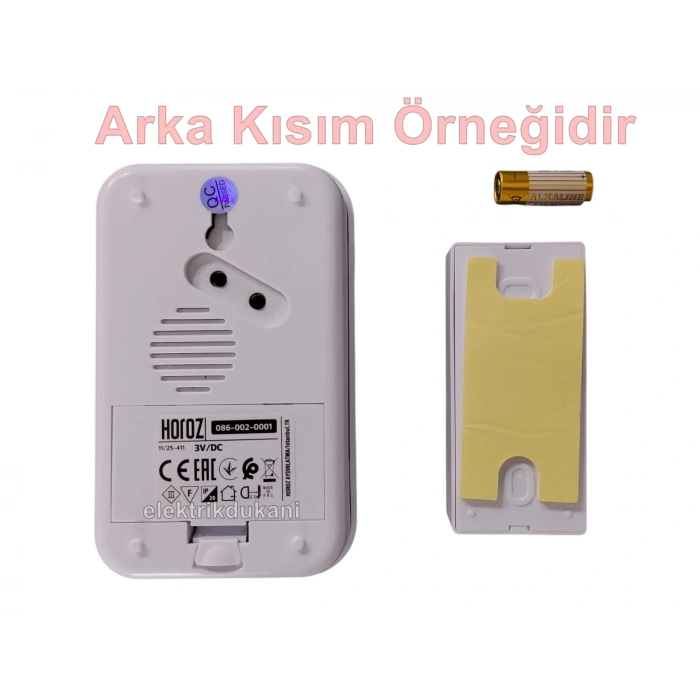 HOROZ Fuji-D BEYAZ Uzaktan Kumandalı Melodili Pilli Kapı Zili 4.5v Dc IP-20 (3xAA Pil Açık Alan 100Mt)