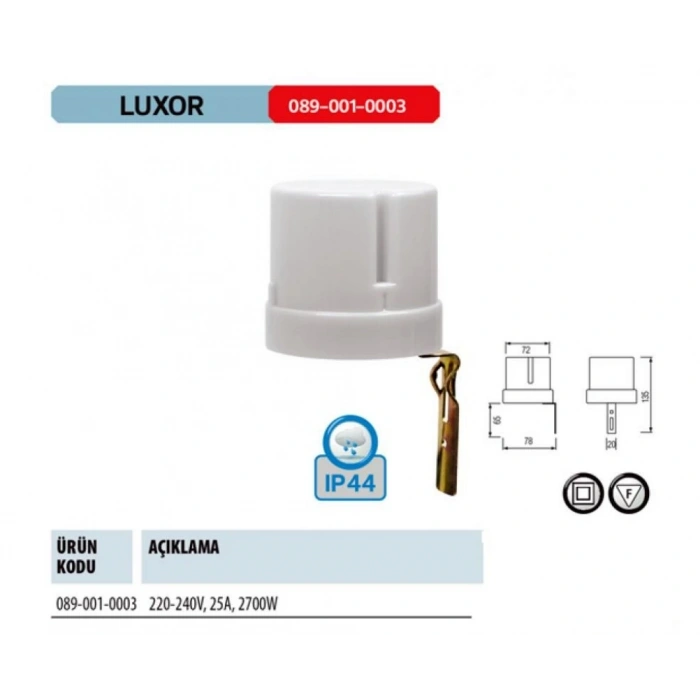 HOROZ Luxor Fotosel Role 25A Gece Gündüz Algılama Rölesi IP44 220v 2700W