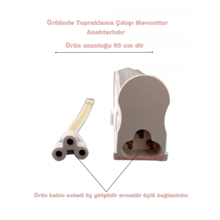 HOROZ Sigma 60cm 7W T5 Led Bant Armatür Anahtarlı 6400K BEYAZ