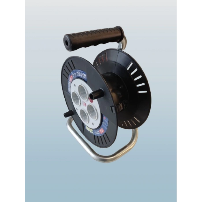 HOROZ Spin-1 Plastik Boş Kablo Makarası 25mt Kapasiteli IP20 Monofaze 4 Prizli Termik Korumalı