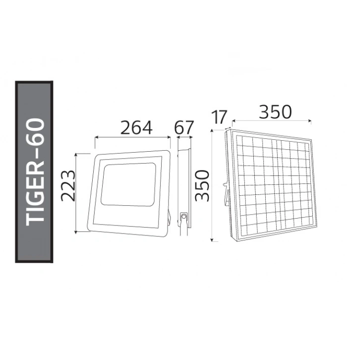 HOROZ Tiger 60W Solar Ledli Projektör 6400K Beyaz Işık