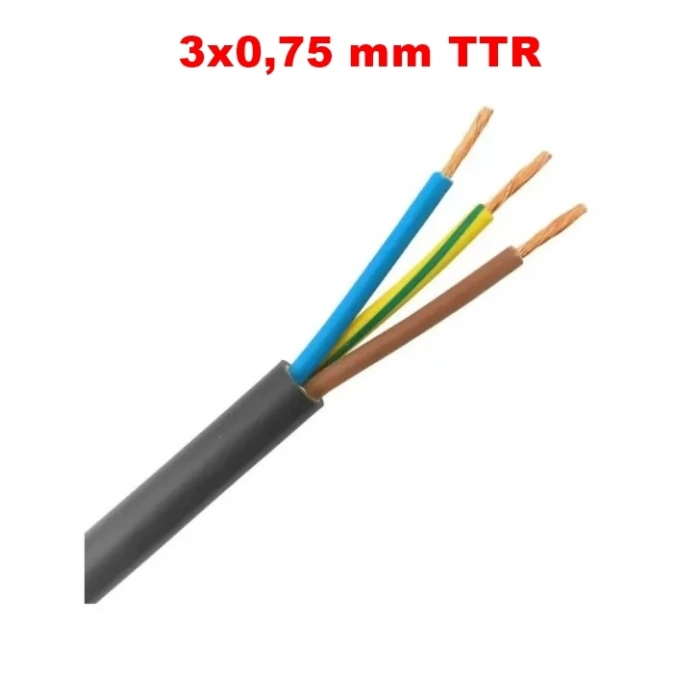 HÜNKA 3x0.75mm TTR Elektrik Kablosu SİYAH (Çok Telli Esnek Kablo)