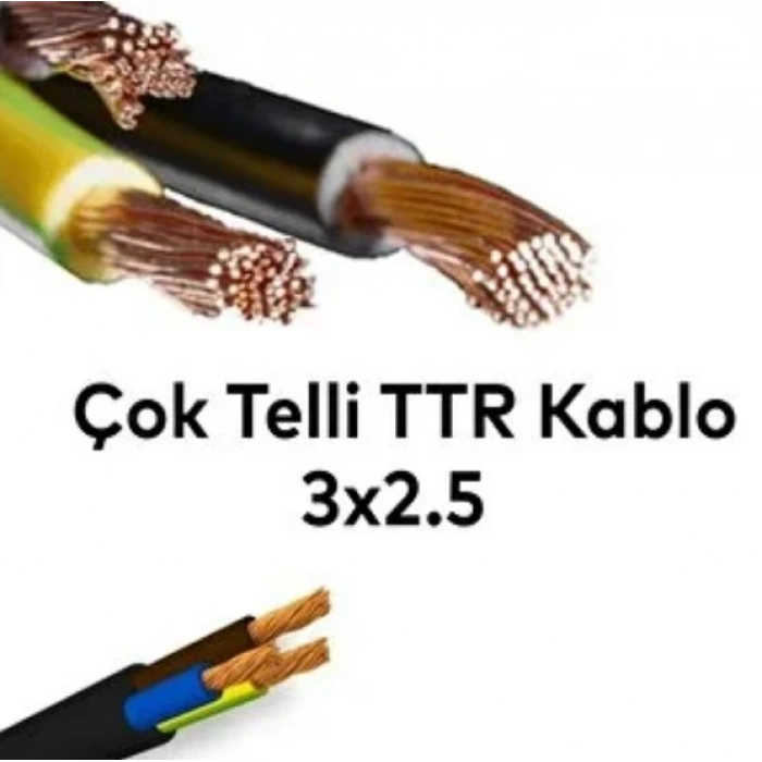 HÜNKA 3x2.5mm TTR Elektrik Kablosu SİYAH (Çok Telli Esnek Kablo)