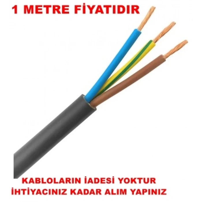 HÜNKA 3x2.5mm TTR Elektrik Kablosu SİYAH (Çok Telli Esnek Kablo)