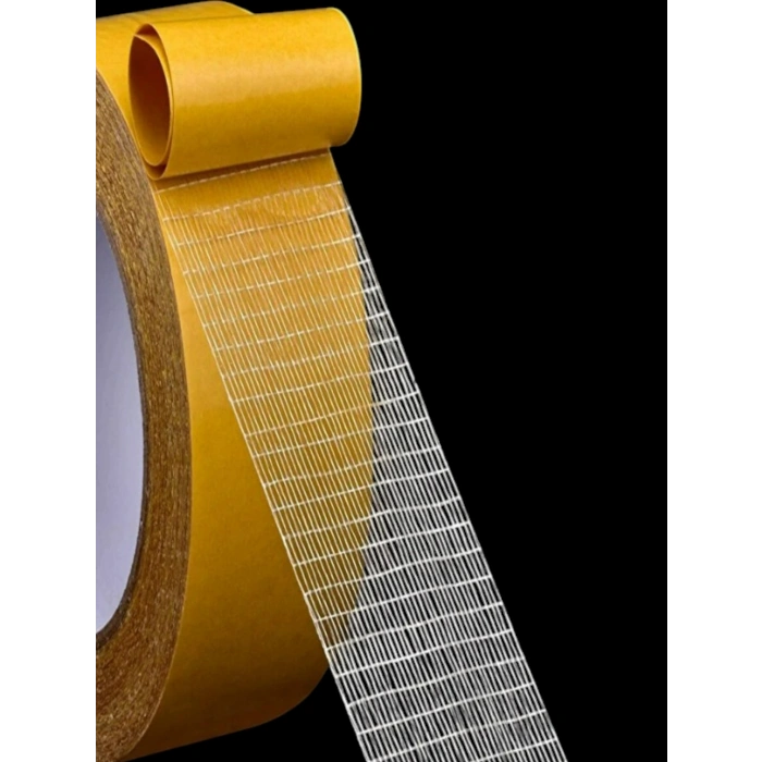 İnce Güçlü Yapışkanlı Fileli Çift Taraflı Bant 0.5mm x 40mm x 20metre (Sökülebilir ve İz Bırakmaz)