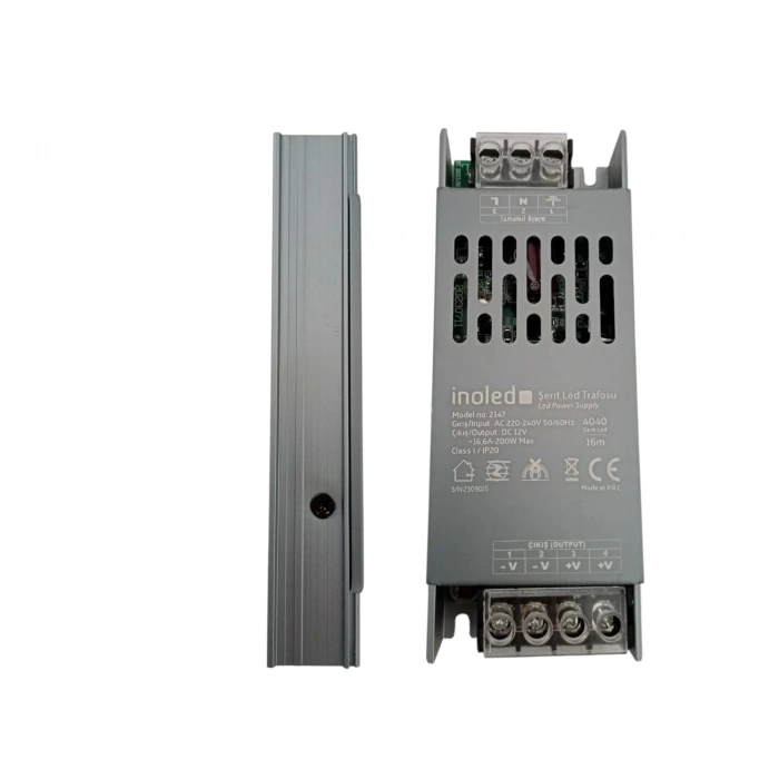 İNOLED Süper Slim 12v 16.6A Dc Şerit Led Trafosu 200w IP20 (12 Volt 16 Amper 16mt ye Kadar Kullanım İçin Uygundur)