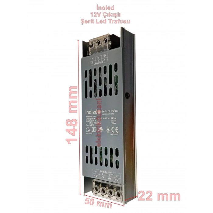 İNOLED Süper Slim 12v 20.8A Dc Şerit Led Trafosu 250w IP20 (12 Volt 20 Amper 18mt ye Kadar Kullanım İçin Uygundur