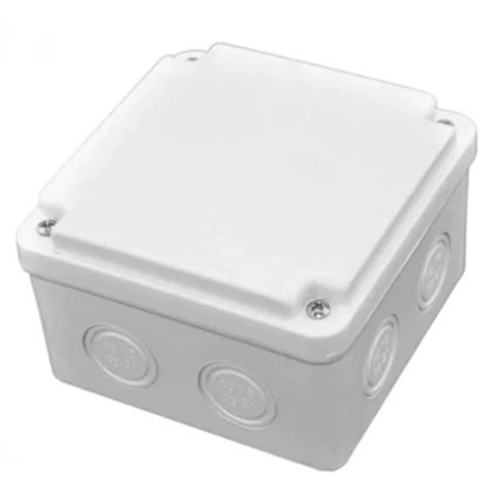 IŞILDAR 110x110x70 Termoplastik 8 Çıkışlı Buat Beyaz (ABS Vidalı Sıva Üstü Plastik Contalı Kapak)