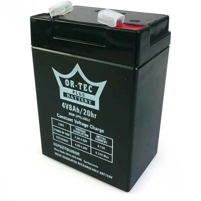 İTHAL 4V 8A Kuru Bakımsız Akü Işıldak ve Fener - Terazi Aküsü 4 Volt 4 Amper 45x70x100mm)