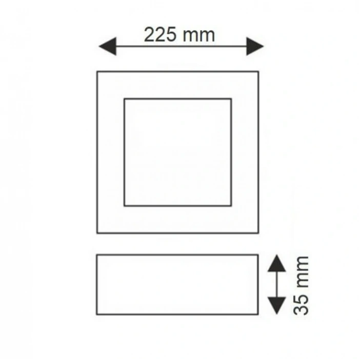 K2 18w 22x22 Kare Sıva Üstü Led Panel Günışığı 3000k Beyaz Kasa IP20 S.Ü.