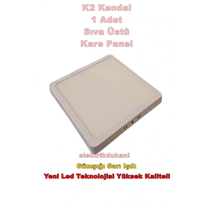 K2 18w 22x22 Kare Sıva Üstü Led Panel Günışığı 3000k Beyaz Kasa IP20 S.Ü.