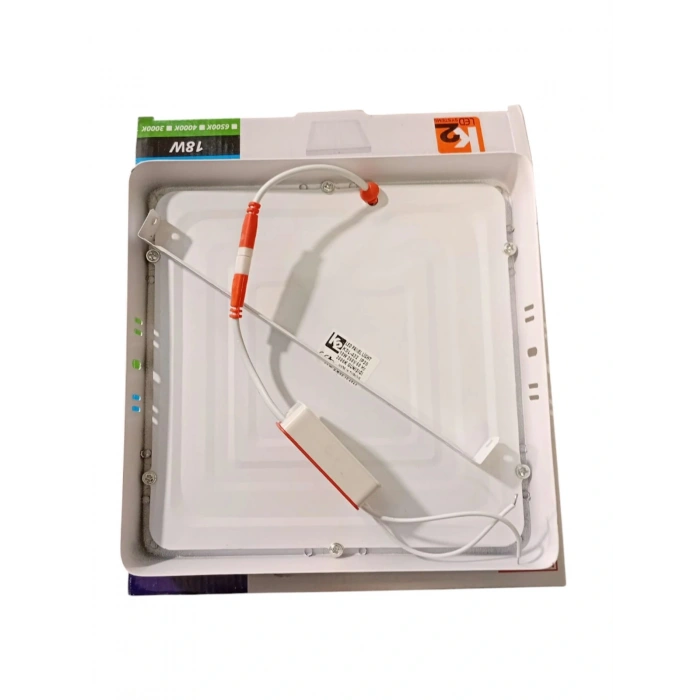 K2 18w 22x22 Kare Sıva Üstü Led Panel Günışığı 3000k Beyaz Kasa IP20 S.Ü.