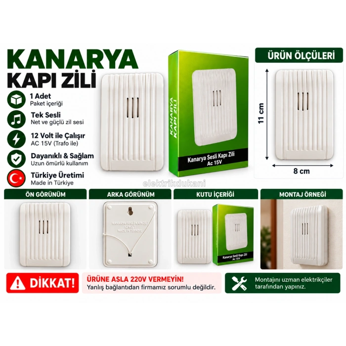 Kanarya Kapı Zili 12v Ac (cik cik zil)