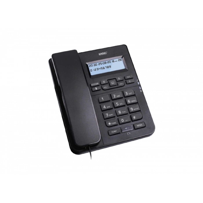 KAREL Masa Üstü Kablolu Ahizeli Hafızalı Ekranlı Telefon SİYAH (Arayan Numarayı Gösterme Özelliği)