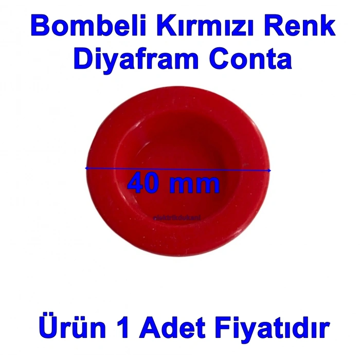 Kırmızı 40mm Bombeli Yuvarlak Şofben Diyafram Contası (Hook Vb.)