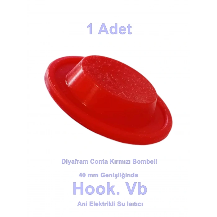 Kırmızı 40mm Bombeli Yuvarlak Şofben Diyafram Contası (Hook Vb.)