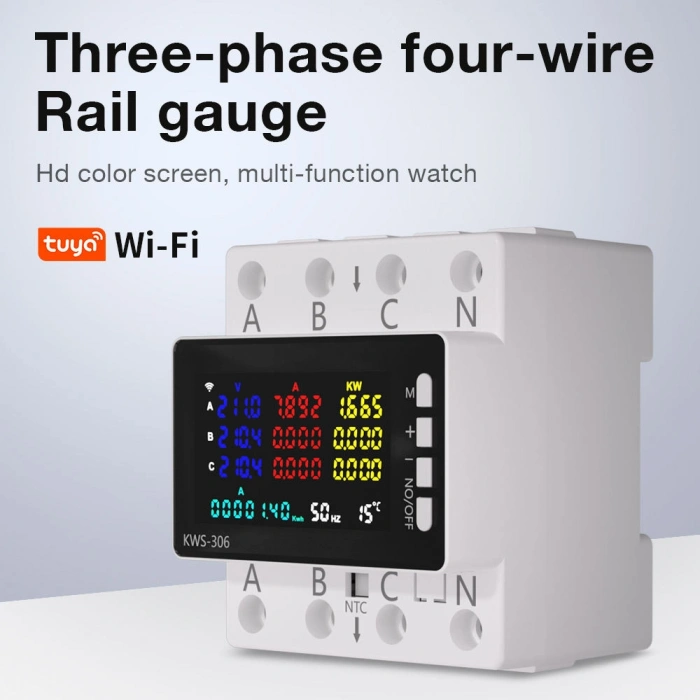 KOWSİ 3x63A Trifaze Voltaj ve Akım Koruma Rolesi Wifi Bağlantılı NTC li Şebeke Giriş Voltaj Denetleyici 380 Volt 63 Amper (3x63 3 Fazlı Isı Kontrollü Global Wifi Tuya Kontrollü)