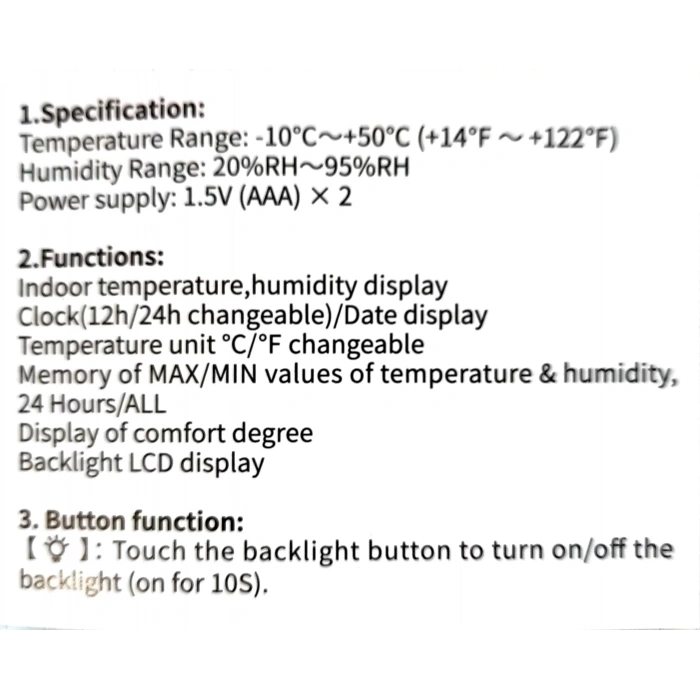 LİFE NET Dijital Isı ve Nem Ölçme Termometre Saat & Tarihli Renkli Ekran