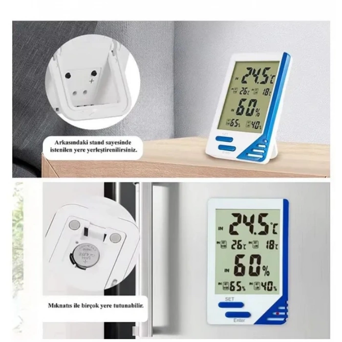 LİFE NET İç ve Dış Ortam Dijital Isı ve Nem Ölçebilen Termometre (Termokulplu)
