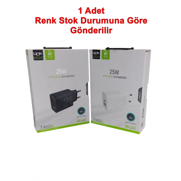 LİNKtech 25W USB + TYPE-C Çıkışlı Süper Turbo Hızlı Şarj Aleti (Yalnızca Adaptör Kablo Hariç Cep Telefon Şarj Aleti)