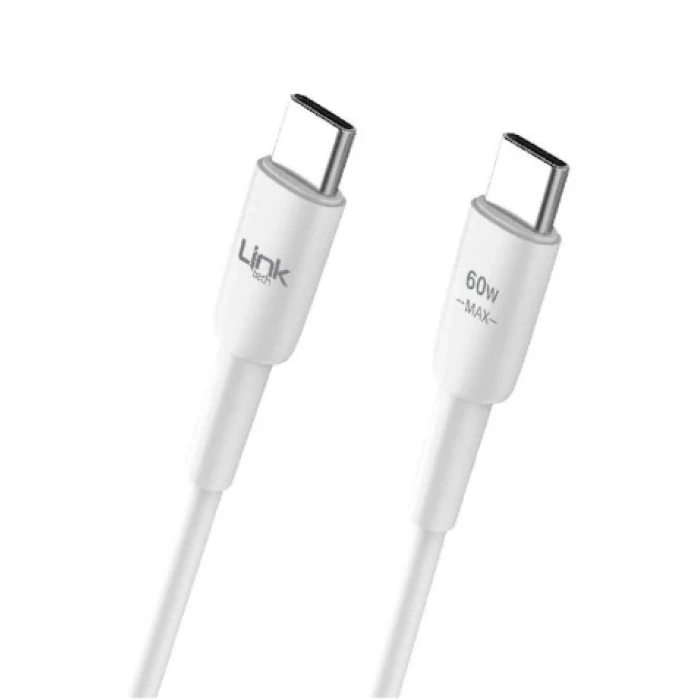 LİNKTECH TYPE-C - TYPE-C - 1M Şarj Data Kablosu 3A 60w Siyah/Beyaz