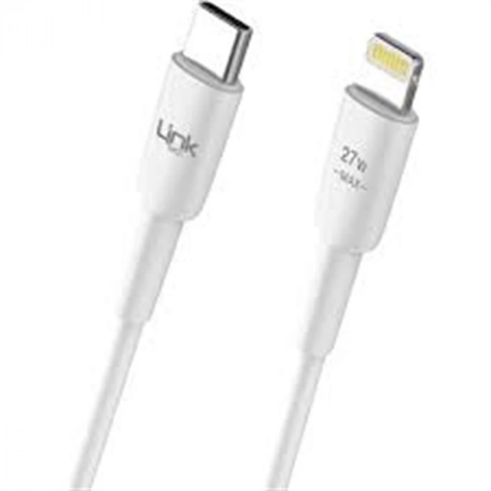 LİNKTECH TYPE-C-İphone 1M İp Örgülü Şarj Data Kablosu 3A 27w Siyah/Beyaz